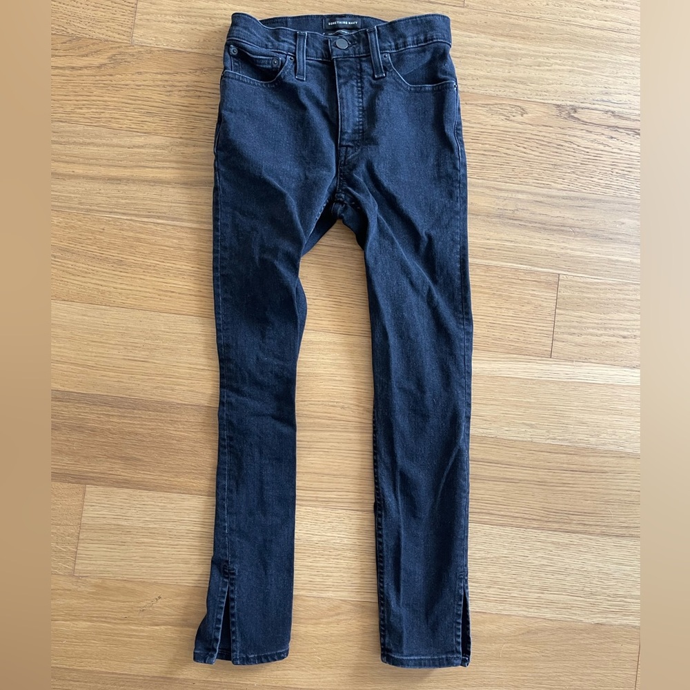 Something Navy Slit Hem Skinny Jeans Size 24 Sold Out